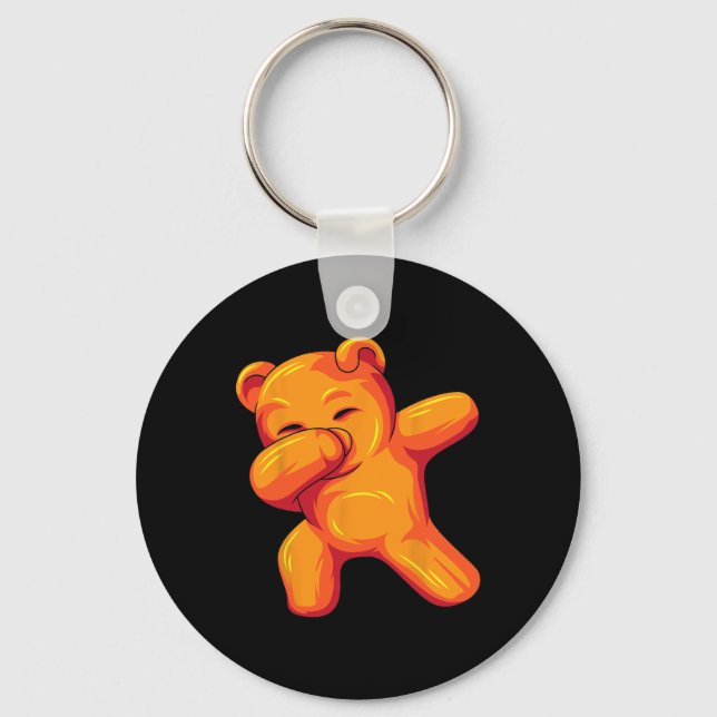 Funny Dabbing Gummy Bear Dancing Gummy Bear Birthd Key Ring (Front)