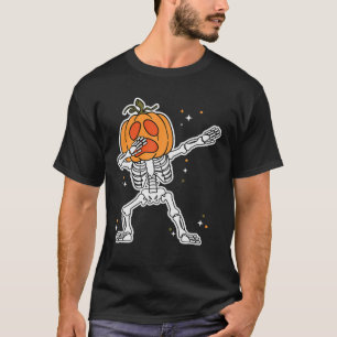 Funny Dabbing Halloween Boys Skeleton Pumpkin T-Shirt