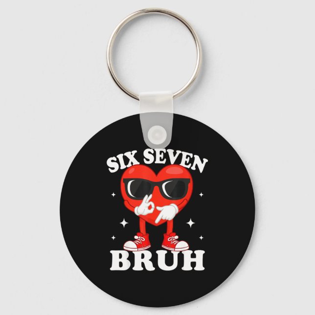 Funny Dabbing Heart Bruh 67 Meme Valentine's Day  Key Ring (Front)