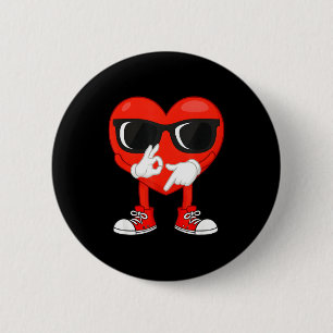 Funny Dabbing Heart Valentines Day 67 Six Seven Lo 6 Cm Round Badge
