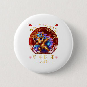 Funny Dabbing Horse Chinese Zodiac Year Of The Hor 6 Cm Round Badge