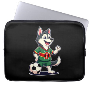 Funny Dabbing Husky Dog Kenya Football - Kenyan Fl Laptop Sleeve