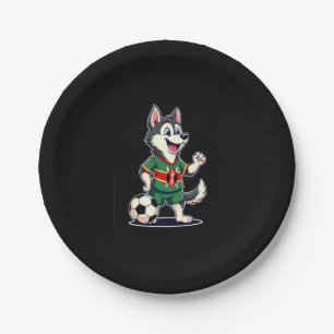 Funny Dabbing Husky Dog Kenya Football - Kenyan Fl Paper Plate