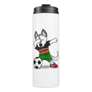 Funny Dabbing Husky Dog Kenya Football - Kenyan Fl Thermal Tumbler