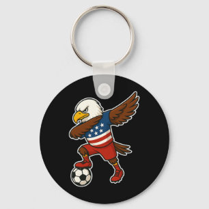 Funny Dabbing Ld Eagle Usa Soccer - Usa Flag Socce Key Ring