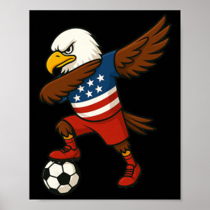 Funny Dabbing Ld Eagle Usa Soccer - Usa Flag Socce Poster