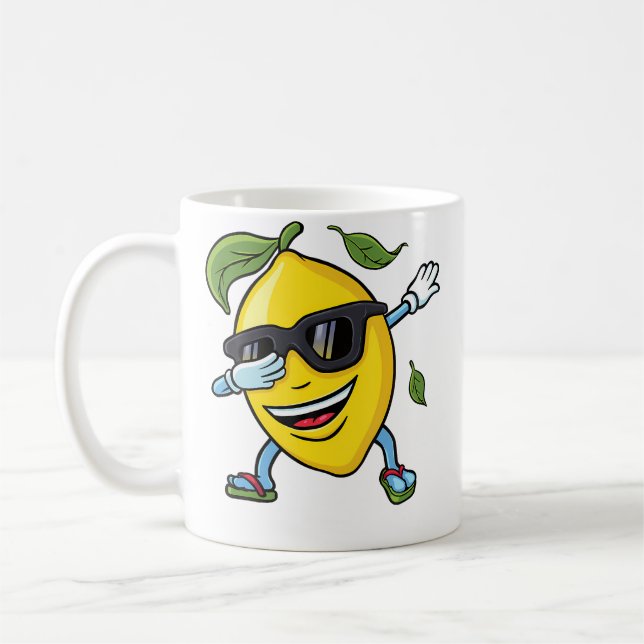 Funny Dabbing Lemon Summer Camp Vacation Beach Men Coffee Mug (Left)