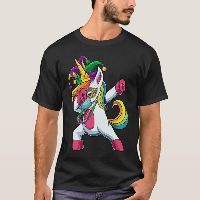 Funny Dabbing Mardi Gras Unicorn Quarantine Women  T-Shirt (Front)