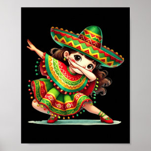 Funny Dabbing Mexican Girls Cinco De Mayo Poncho S Poster