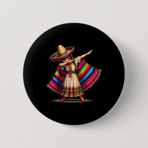 Funny Dabbing Mexican Poncho Sombrero Cinco De May 6 Cm Round Badge