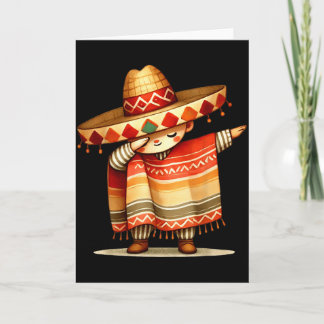 Funny Dabbing Mexican Poncho Sombrero Cinco De May Card