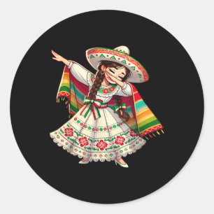 Funny Dabbing Mexican Poncho Sombrero Cinco De May Classic Round Sticker