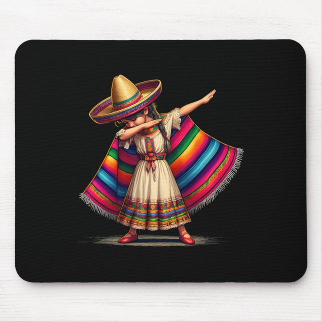 Funny Dabbing Mexican Poncho Sombrero Cinco De May Mouse Pad (Front)