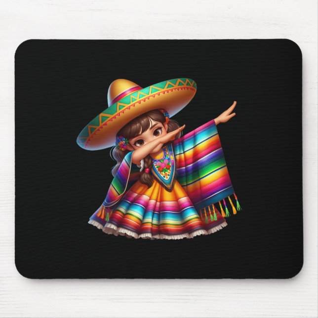 Funny Dabbing Mexican Poncho Sombrero Cinco De May Mouse Pad (Front)