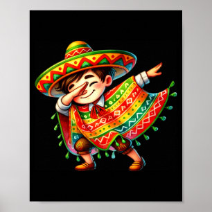 Funny Dabbing Mexican Poncho Sombrero Cinco De May Poster