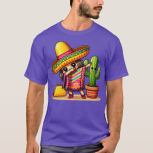 Funny Dabbing Mexican Poncho Sombrero girl boy T-Shirt