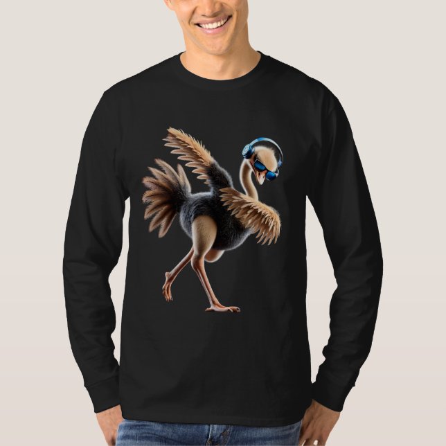 Funny Dabbing Ostrich Bird Lover Dab Birdwatching  T-Shirt (Front)