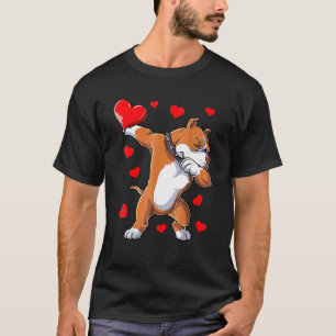Funny Dabbing Pit Bull Heart Valentines Day Boys M T-Shirt