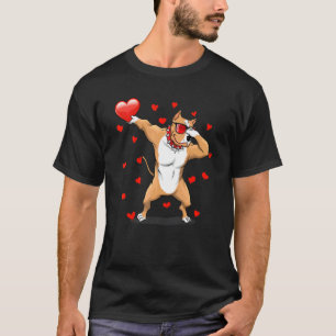 Funny Dabbing Pit Bull Sunglasses Heart Valentines T-Shirt