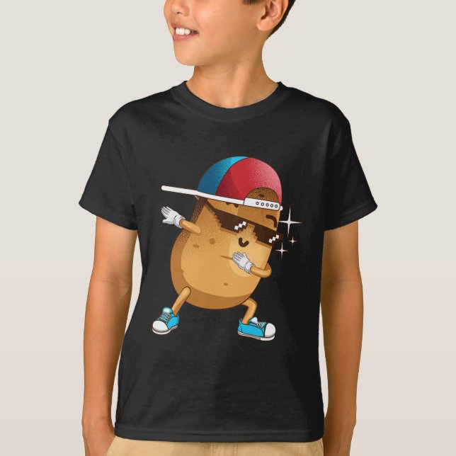 Funny Dabbing Potato Gift Cool Dancing Spuds Hip-h T-Shirt (Front)
