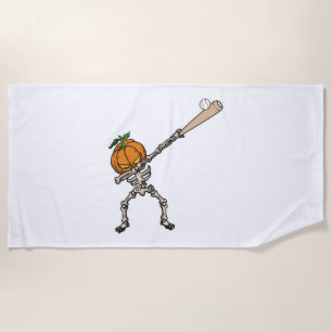 Funny Dabbing Pumpkin Head Baseball Gift Idea Beach Towel