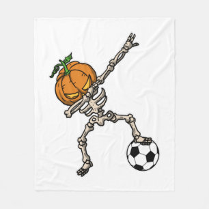 Funny Dabbing Pumpkin Head Soccer Gift Idea Fleece Blanket