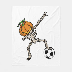 Funny Dabbing Pumpkin Head Soccer Gift Idea Fleece Blanket