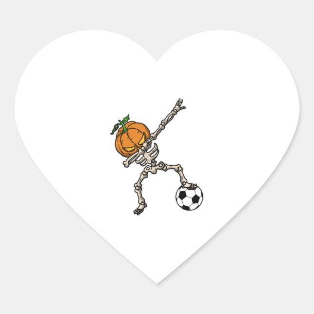 Funny Dabbing Pumpkin Head Soccer Gift Idea Heart Sticker (Front)