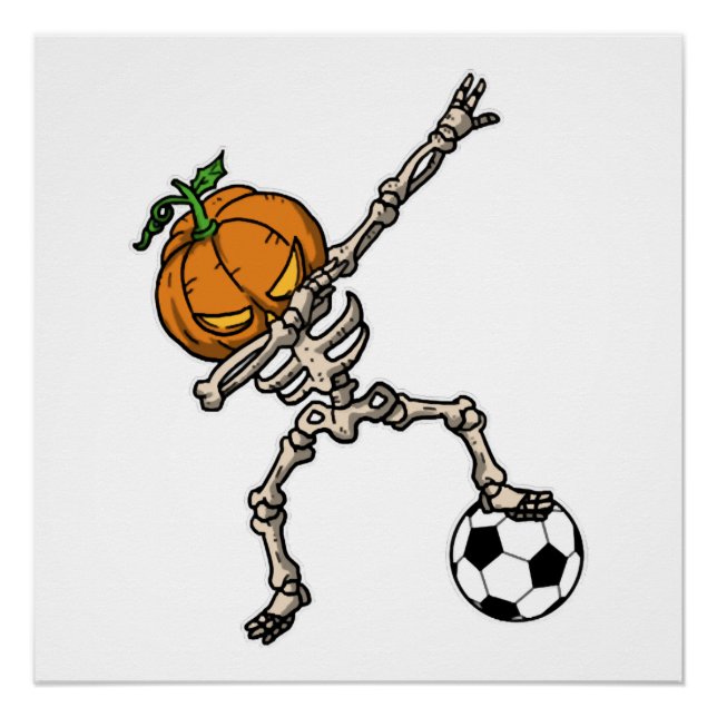 Funny Dabbing Pumpkin Head Soccer Gift Idea Poster (Front)