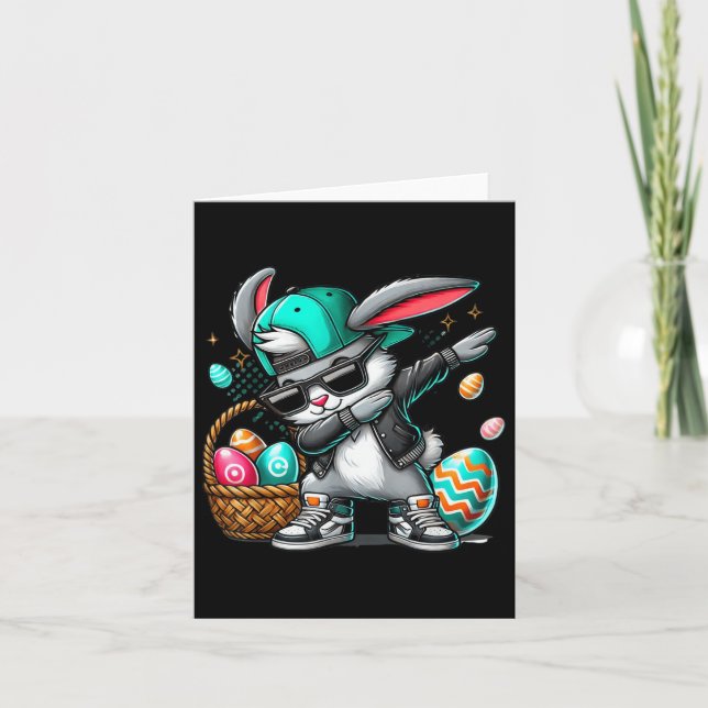 Funny Dabbing Rabbit Easter Eggs  Card (Front)