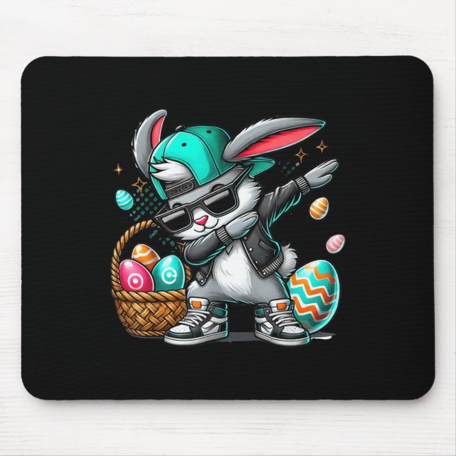 Funny Dabbing Rabbit Easter Eggs  Mouse Pad (Front)