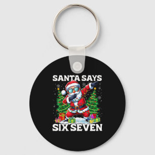 Funny Dabbing Santa Says Six Seven 67 Meme Christm Key Ring