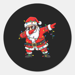 Funny Dabbing Santa Xmas Lights Men Boys Girls Chr Classic Round Sticker