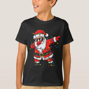 Funny Dabbing Santa Xmas Lights Men Boys Girls Chr T-Shirt