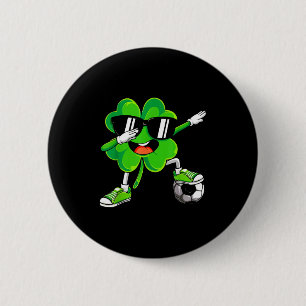 Funny Dabbing Shamrock Soccer St Patrick Men Boy K 6 Cm Round Badge