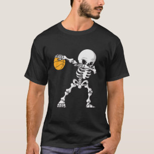 Funny Dabbing Skeleton Playing Basketball For Boys T-Shirt