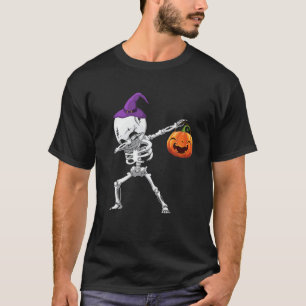 Funny Dabbing Skeleton Pumpkin Halloween Gifts For T-Shirt