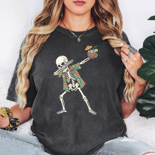 Funny Dabbing Skeleton With Coconut Drink T-Shirt