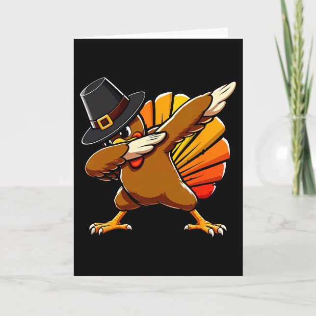 Funny Dabbing Turkey Thanksgiving Turkey Dabbing B Card (Front)