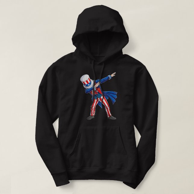 Funny Dabbing Uncle Sam 4th of July Independence D Hoodie (Design Front)