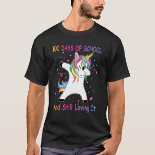 Funny Dabbing Unicorn 100 Days Of School Hearts 10 T-Shirt