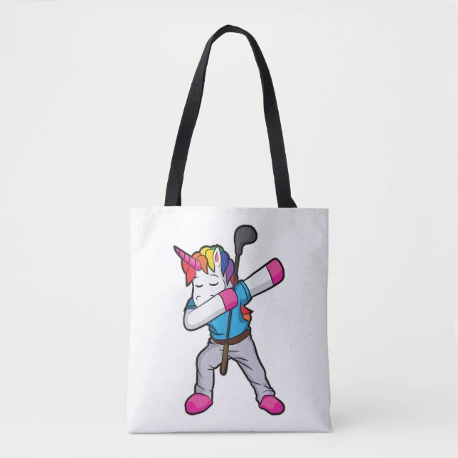 Funny Dabbing Unicorn Golfer Gift Golf Tote Bag (Front)