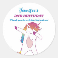 Funny Dabbing Unicorn Kids Birthday Party Favour
