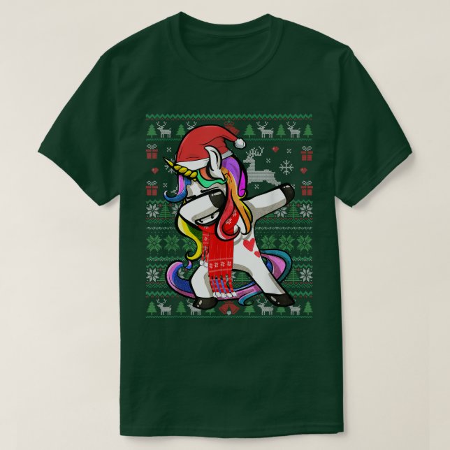 Funny Dabbing Unicorn Ugly Christmas Sweater Party (Design Front)