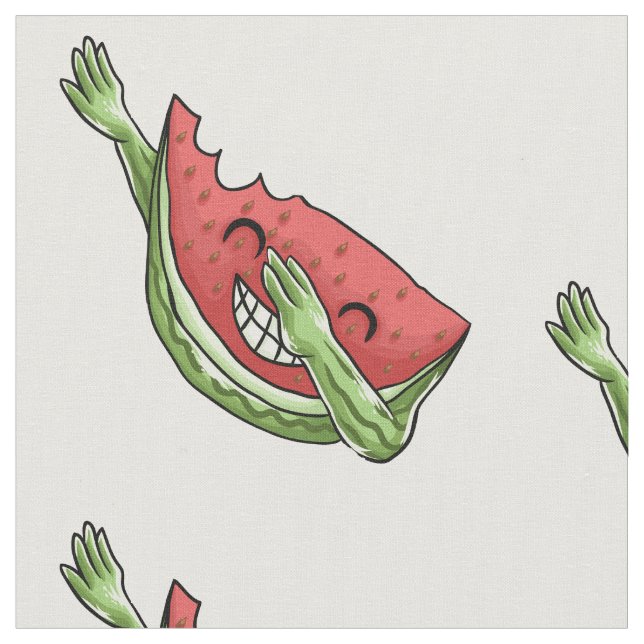 funny dabbing watermelon fabric (Close Up)