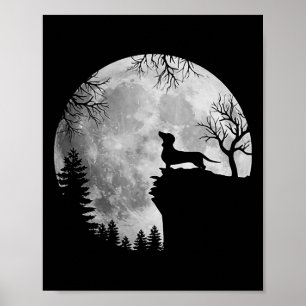 Funny Dachshund And Moon Halloween Dog Lover Costu Poster