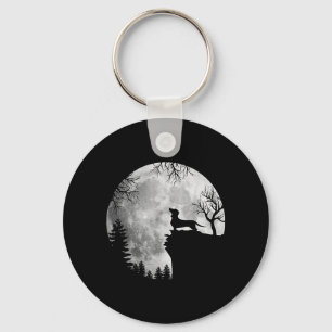 Funny Dachshund And Moon Halloween Dog Lover Key Ring