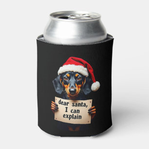 Funny Dachshund Christmas Dear Santa I Can Explain Can Cooler