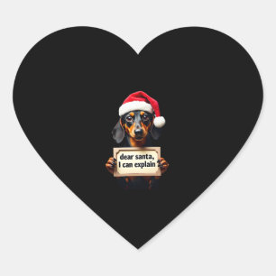 Funny Dachshund Christmas Dear Santa I Can Explain Heart Sticker