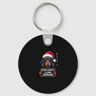 Funny Dachshund Christmas Dear Santa I Can Explain Key Ring